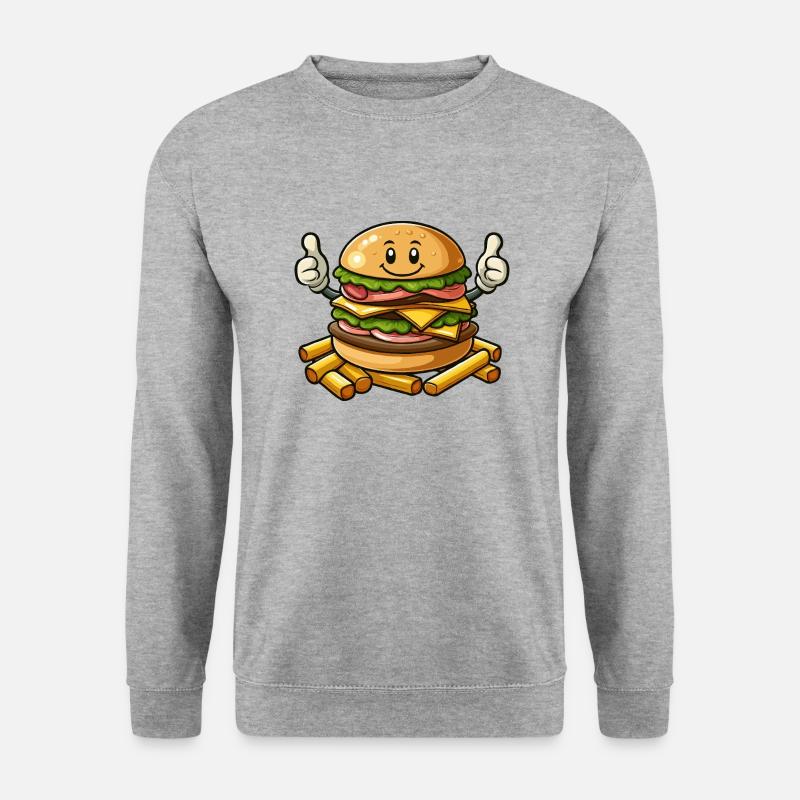 Hamburger mit Pommes frites - Unisex Pullover - Weißgrau meliert
