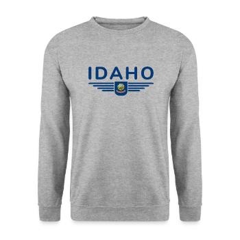 Idaho Fan T-Shirt – Nature & Adventure - Sweat-shirt Unisexe - gris chiné - Devant - Alina (178cm) & Michal (187cm)