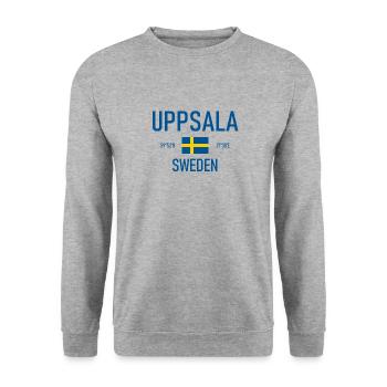 Uppsala - Sweden - Sverige - Flag Coordinates - Unisex Sweatshirt - salt & pepper - Front - Alina (178cm) & Michal (187cm)
