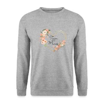 Brautteam Goldenes Herz Blumen - Unisex Pullover - Weißgrau meliert - Vorne - Alina (178cm) & Michal (187cm)
