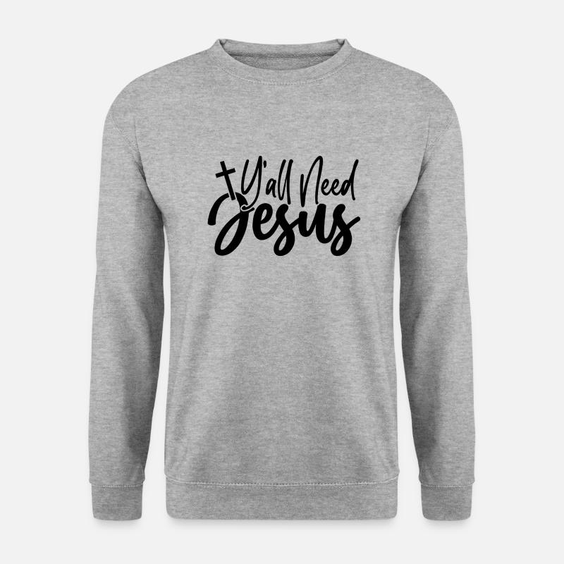 Yall Need Jesus - Unisex Pullover - Weißgrau meliert
