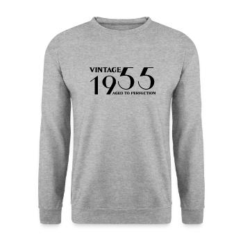 Vintage 1955 aged to perfection - Sweat-shirt Unisexe - gris chiné - Devant - Alina (178cm) & Michal (187cm)