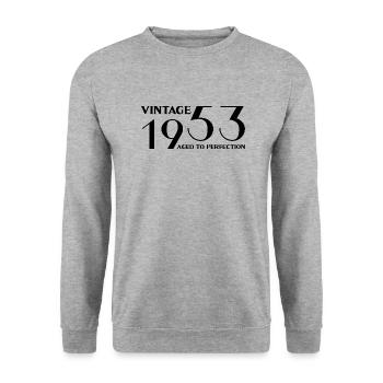 Vintage 1953 aged to perfection - Sweat-shirt Unisexe - gris chiné - Devant - Alina (178cm) & Michal (187cm)