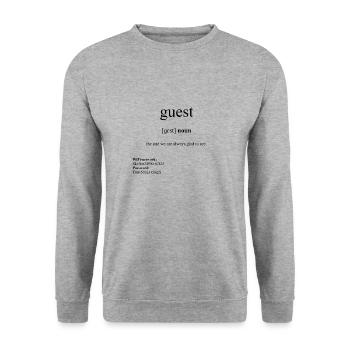 Guest | Gast Definition Dictionary - Unisex Pullover - Weißgrau meliert - Vorne - Alina (178cm) & Michal (187cm)