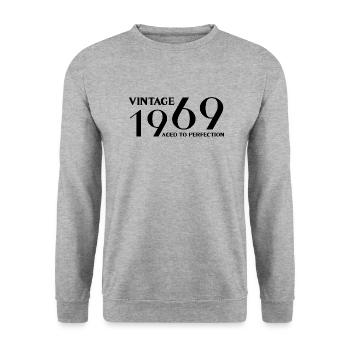 Vintage 1969 aged to perfection - Sweat-shirt Unisexe - gris chiné - Devant - Alina (178cm) & Michal (187cm)