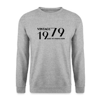 Vintage 1979 aged to perfection - Sweat-shirt Unisexe - gris chiné - Devant - Alina (178cm) & Michal (187cm)