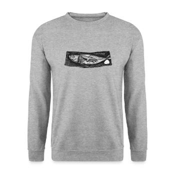 Saba Shioyaki Poisson Japonais Illustration - Sweat-shirt Unisexe - gris chiné - Devant - Alina (178cm) & Michal (187cm)
