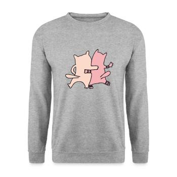 katzenfreunde rosa - Unisex Pullover - Weißgrau meliert - Vorne - Alina (178cm) & Michal (187cm)