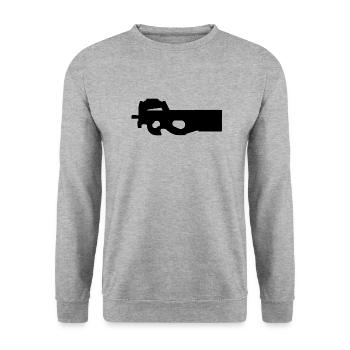 Waffe - P90 - Unisex Pullover - Weißgrau meliert - Vorne - Alina (178cm) & Michal (187cm)