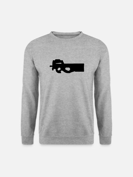 Waffe - P90 - Unisex Pullover - Weißgrau meliert