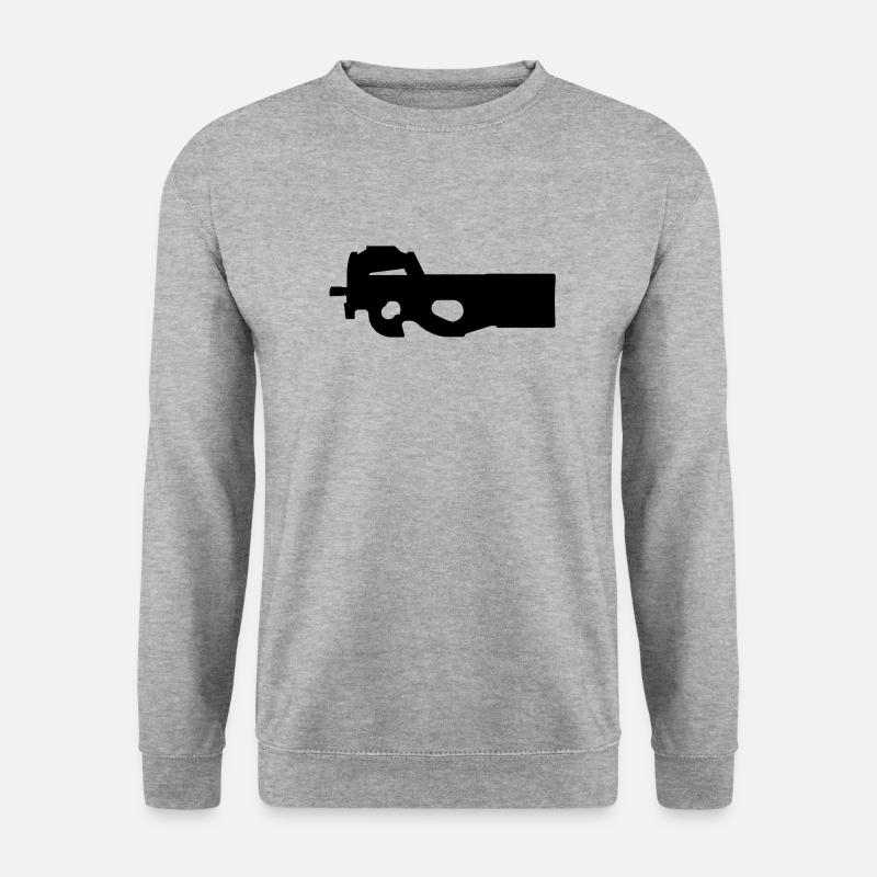 Waffe - P90 - Unisex Pullover - Weißgrau meliert