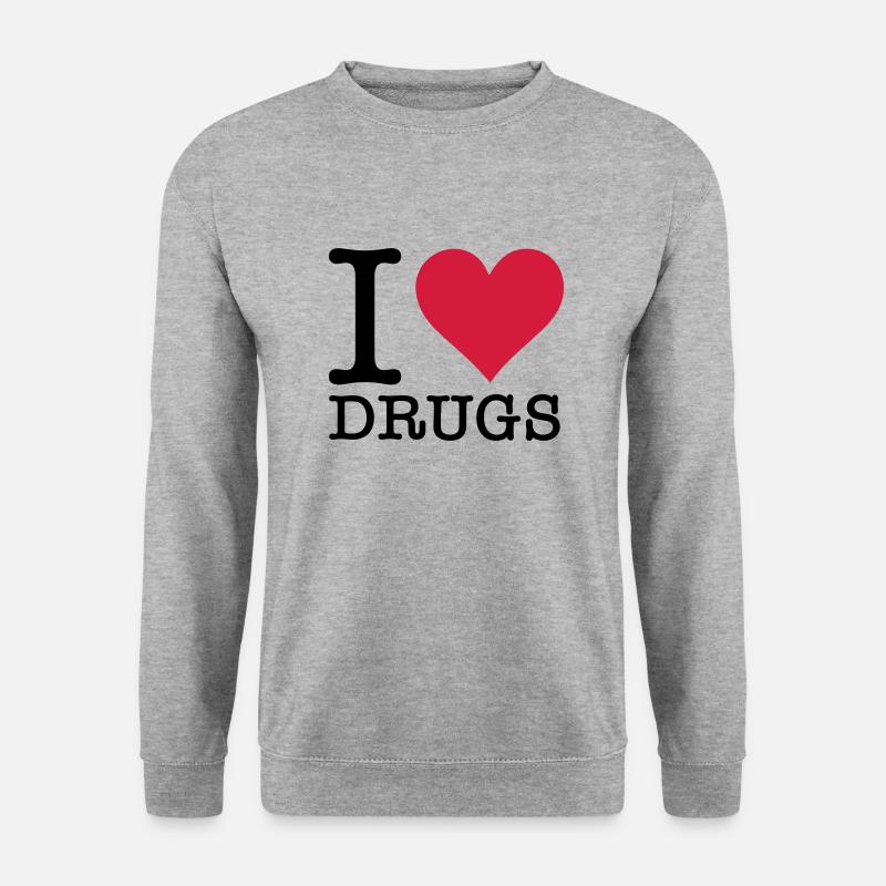 Ich liebe Drogen! - Unisex Pullover - Weißgrau meliert