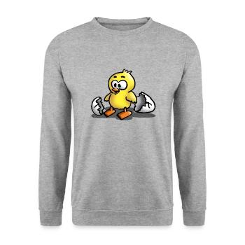 kueken_e - Unisex Pullover - Weißgrau meliert - Vorne - Alina (178cm) & Michal (187cm)