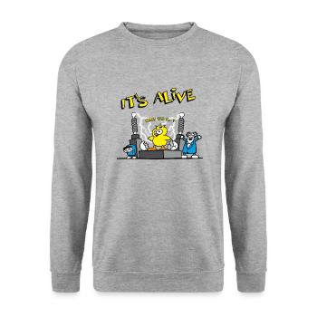 its_alive_chick_b - Unisex Pullover - Weißgrau meliert - Vorne - Alina (178cm) & Michal (187cm)