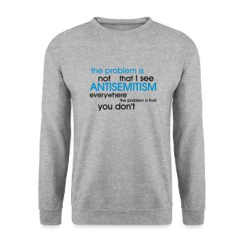 problem: ANTISEMITISM - Unisex Pullover - Weißgrau meliert - Vorne - Alina (178cm) & Michal (187cm)