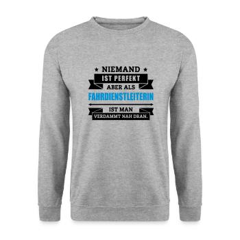 Fun Fahrdienstleiterin - Unisex Pullover - Weißgrau meliert - Vorne - Alina (178cm) & Michal (187cm)