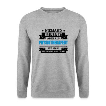 Funshirt Physiotherapeut - Unisex Pullover - Weißgrau meliert - Vorne - Alina (178cm) & Michal (187cm)