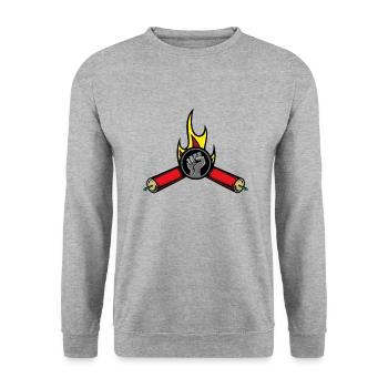 Cadeau de feux d'artifice pétards - Sweat-shirt Unisexe - gris chiné - Devant - Alina (178cm) & Michal (187cm)