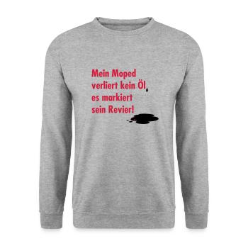 Mein Moped verliert kein Öl - Unisex Pullover - Weißgrau meliert - Vorne - Alina (178cm) & Michal (187cm)
