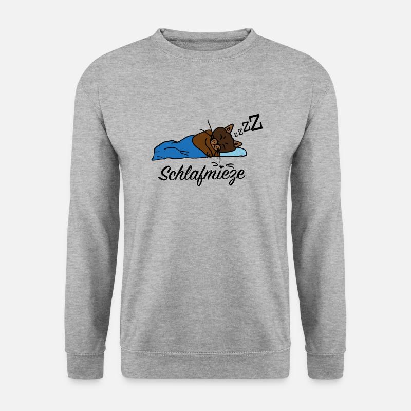 süße Schlafmieze mit Schriftzug Geschenkidee - Unisex Pullover - Weißgrau meliert