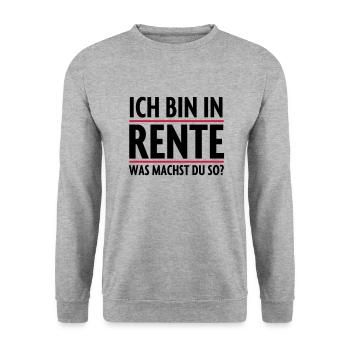 Bin in Rente Rentner - Unisex Pullover - Weißgrau meliert - Vorne - Alina (178cm) & Michal (187cm)