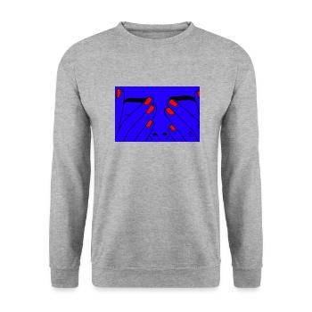 Face blue - Unisex Pullover - Weißgrau meliert - Vorne - Alina (178cm) & Michal (187cm)