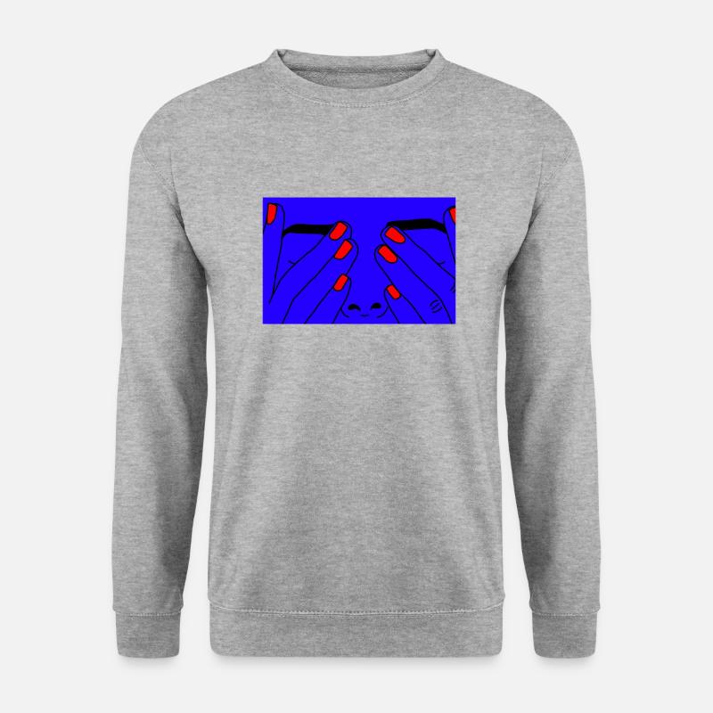 Face blue - Unisex Pullover - Weißgrau meliert