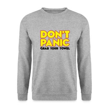 Do not panic - your grave towel - Do not panic - - Unisex Sweatshirt - salt & pepper - Front - Alina (178cm) & Michal (187cm)