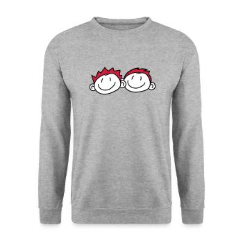 2 freunde kopf gesicht paar familie gemalt kind kr - Unisex Pullover - Weißgrau meliert - Vorne - Alina (178cm) & Michal (187cm)