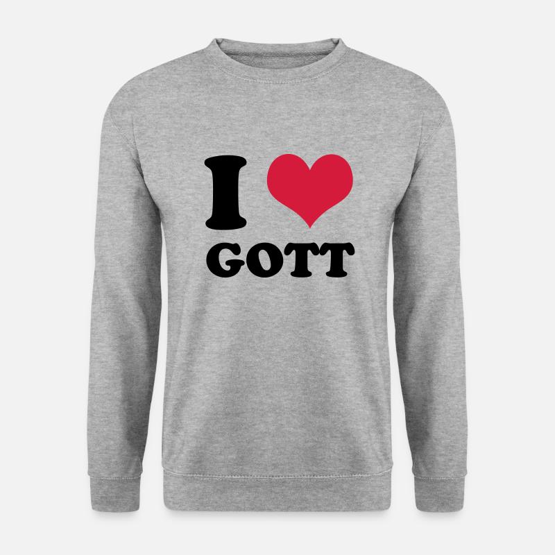 i love gott - Unisex Pullover - Weißgrau meliert