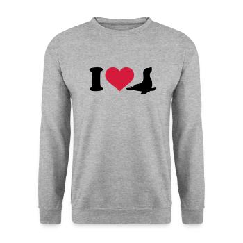 I love Pinnipèdes - Sweat-shirt Unisexe - gris chiné - Devant - Alina (178cm) & Michal (187cm)