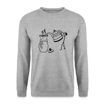 Barista - Unisex Pullover - Weißgrau meliert - Vorne - Alina (178cm) & Michal (187cm)