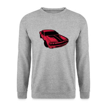 dessin de voiture de course américaine vintage dod - Sweat-shirt Unisexe - gris chiné - Devant - Alina (178cm) & Michal (187cm)