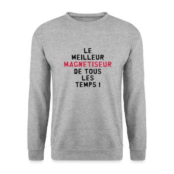 Magnétiseur / Radiesthésie / Rebouteux / Médecine - Sweat-shirt Unisexe - gris chiné - Devant - Alina (178cm) & Michal (187cm)