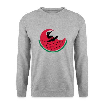 Melon Surfer - Unisex Pullover - Weißgrau meliert - Vorne - Alina (178cm) & Michal (187cm)