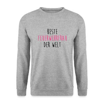 Feuerwehrmann Feuerwehrfrau Feuer Feuerwehr - Unisex Pullover - Weißgrau meliert - Vorne - Alina (178cm) & Michal (187cm)