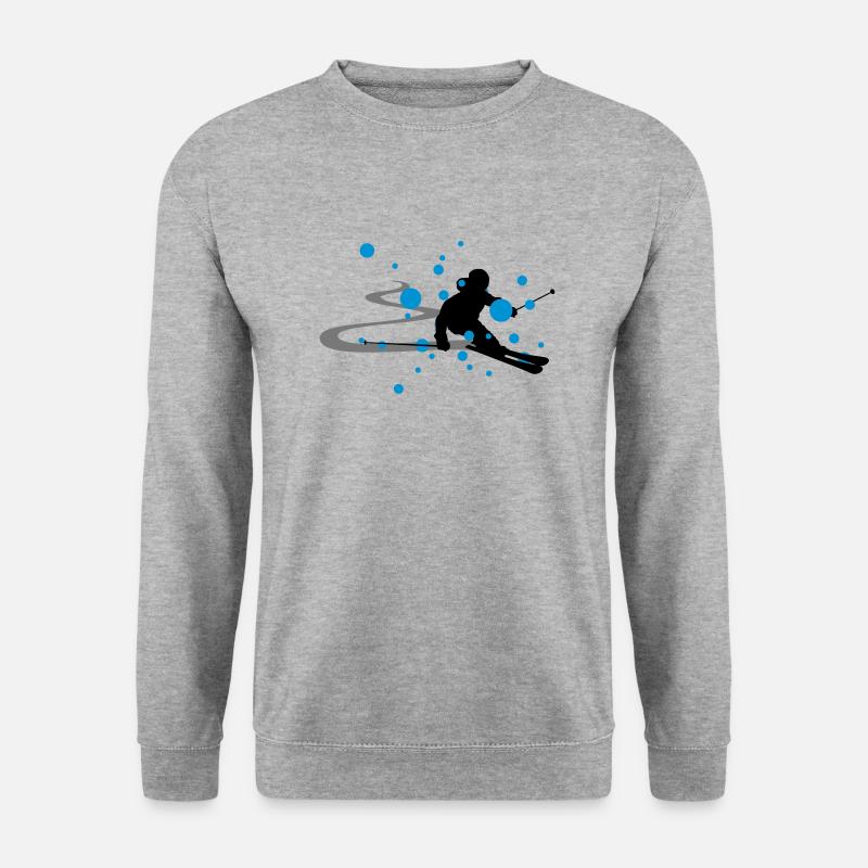 Winter - Skifahrer - Unisex Pullover - Weißgrau meliert