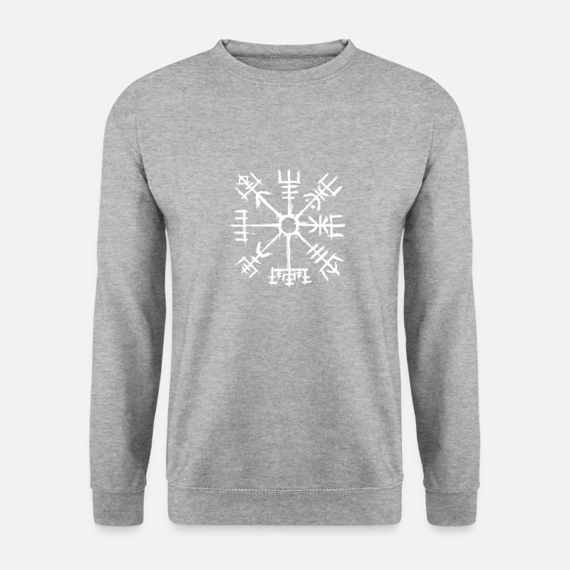 Vegvisir Wikingerkompass Runenkompass Wegweiser - Unisex Pullover - Weißgrau meliert