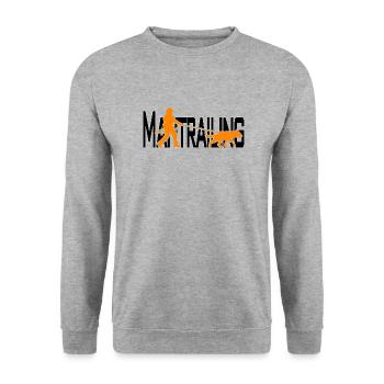 Mantrailing Orange/Schwarz - Unisex Pullover - Weißgrau meliert - Vorne - Alina (178cm) & Michal (187cm)