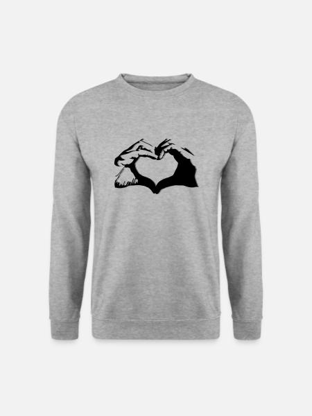Hände formen Herz - herzliches Design - Unisex Pullover - Weißgrau meliert