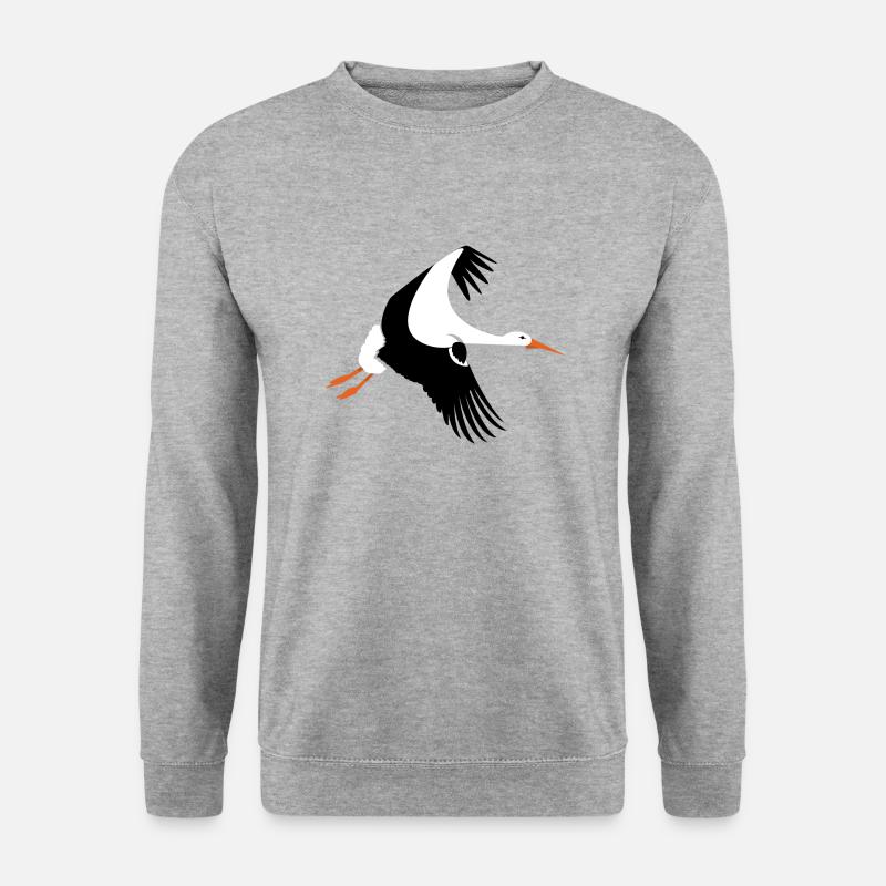 Storch im Flug - Unisex Pullover - Weißgrau meliert
