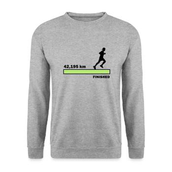 42.195 km finished - Unisex Sweatshirt - salt & pepper - Front - Alina (178cm) & Michal (187cm)