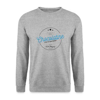 Chocolatine - Sweat-shirt Unisexe - gris chiné - Devant - Alina (178cm) & Michal (187cm)