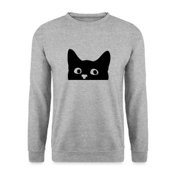 Katze - Unisex Pullover - Weißgrau meliert - Vorne - Alina (178cm) & Michal (187cm)