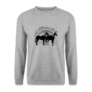 Les chevaux - Sweat-shirt Unisexe - gris chiné - Devant - Alina (178cm) & Michal (187cm)