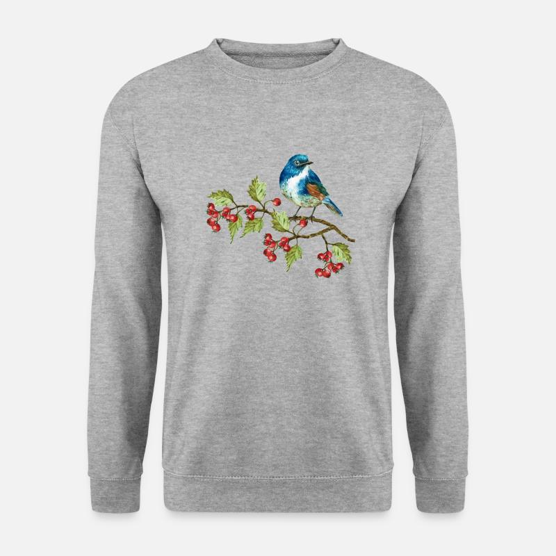 Bunter Vogel - Unisex Pullover - Weißgrau meliert