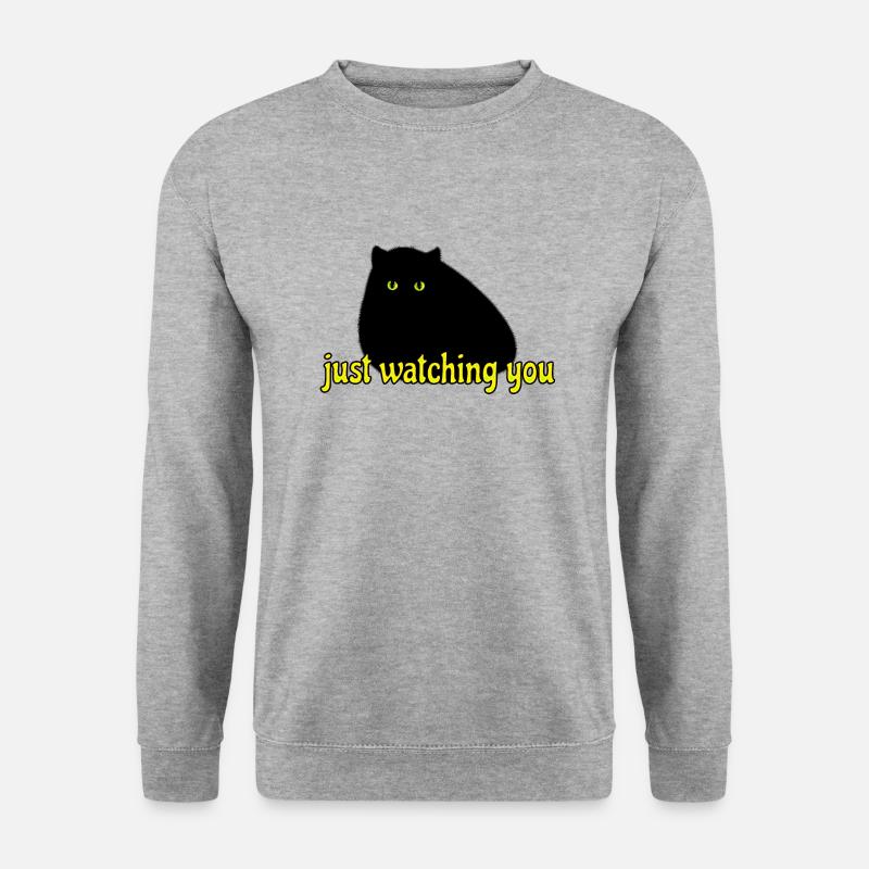 black cat is watching you - Unisex Pullover - Weißgrau meliert