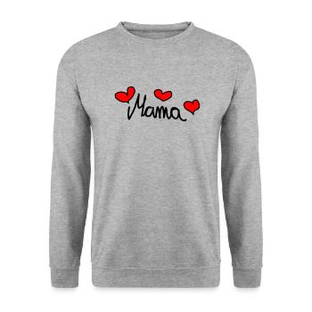 Mom - Sweet design with hearts - Unisex Sweatshirt - salt & pepper - Front - Alina (178cm) & Michal (187cm)