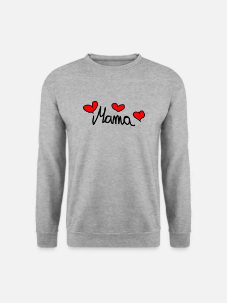 Mama - Süßes Design mit Herzen - Unisex Pullover - Weißgrau meliert