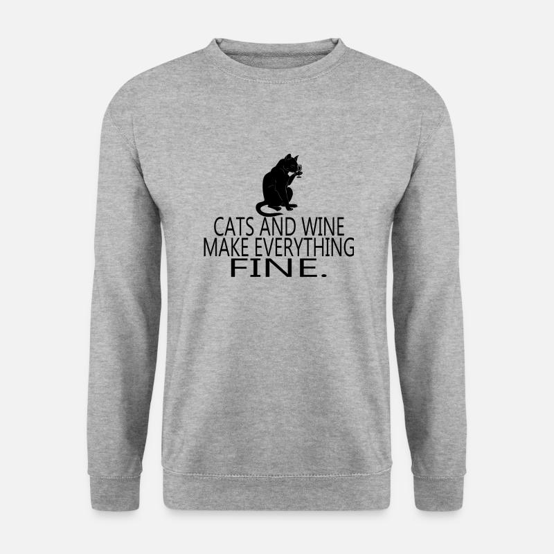 Cat Katze - Unisex Pullover - Weißgrau meliert